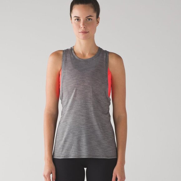 Lululemon Work the Circuit Tank in Heather Slate Grey Electric Coral - Picture 2 of 12